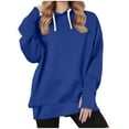 thumbnail image 2 of YHAJDS Womens Sweatshirts Blouse Coat 2025 Fall Winter Solid Color Long Sleeve Hooded Sweatshirt With Thumb Holes, 2 of 5