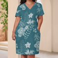 thumbnail image 3 of Teal Floral Seamless Pattern Design Summer Dresses for Women Beach Boho, 3 of 5