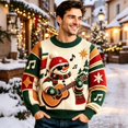 thumbnail image 3 of CONZONE Mens Christmas Sweaters Funny Snowman Embroidery Long Sleeve Knit Sweatshirt Crewneck Warm Fall Winter Pullover Knitwear, 3 of 5