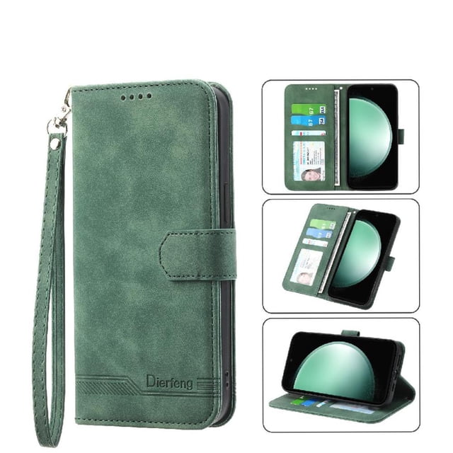Funda Tipo Billetera para Samsung Galaxy S26 Ultra Carcasa Abatible con Porta Tarjetas, Bolsillo para Efectivo, Soporte Ajustable, Cierre Magnético y Correa de Muñeca Verde