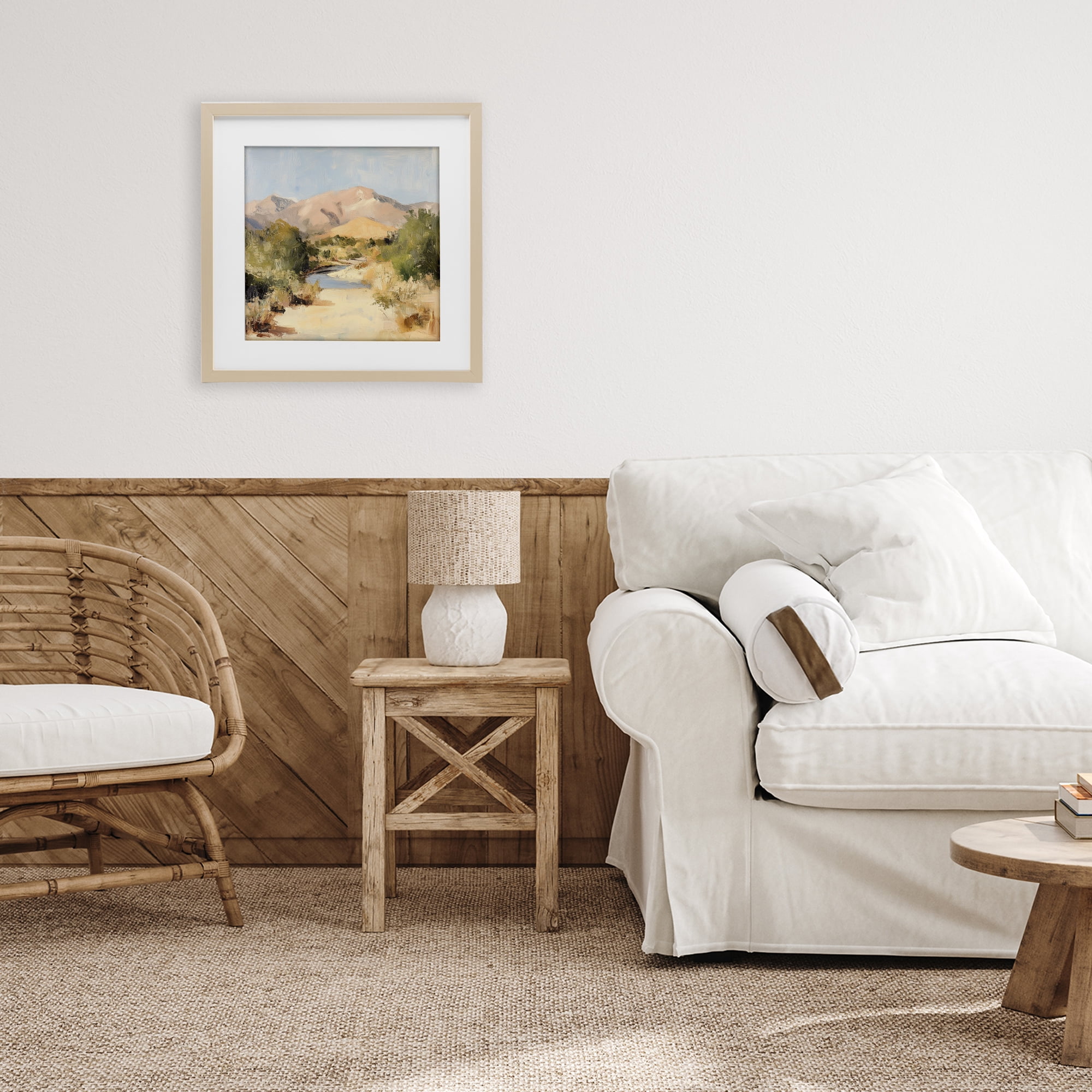 Stupell Industries Beige Desert Mountain Stream Birch Framed Print Under Glass, design by Petal Prints Design