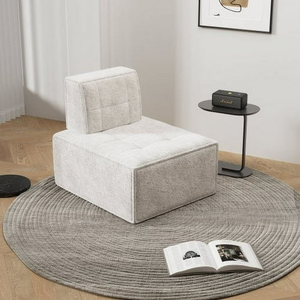 Silla de bolsa de frijol, silla de ocio, sofá de cordero modular, sofá de aterrizaje para adultos, silla de chimenea, silla de lectura, adecuado para Sala de estar, dormitorio, oficina, beige