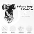 thumbnail image 4 of Fotbe Skeleton Wave Artwork Women's Crew Neck Short Sleeves Bodysuit Tops Round Neck Slim Sleeveless Soft Comfortable Basic-XX-Large, 4 of 7