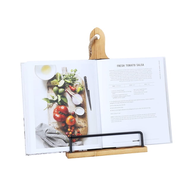 Soporte para libros de cocina SOLIGT, soporte ajustable para iPad y tableta, madera