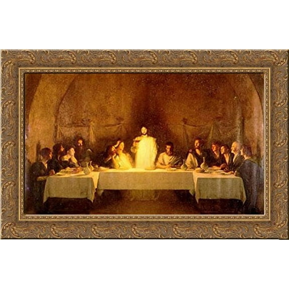 The Last Supper 24x18 Gold Ornate Wood Framed Canvas Art by Bouveret, Pascal Adophe Jean Dagnan