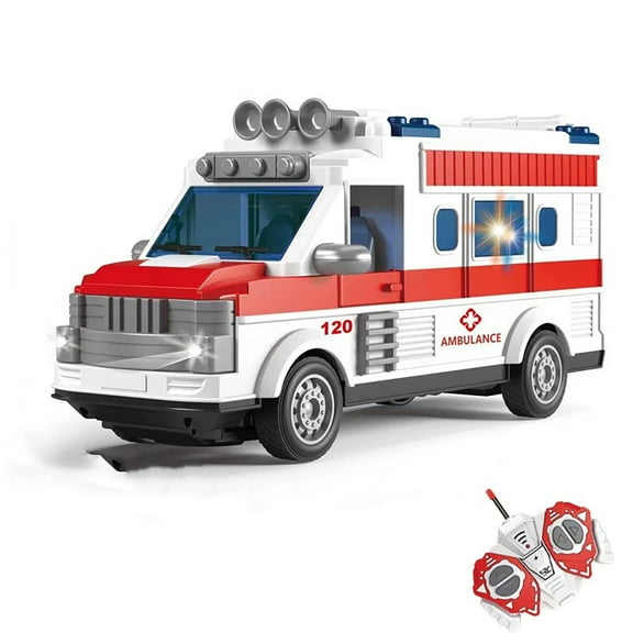 Remote Control Car Ambulance Toy with Lights RC Truck with Open Doors for Kids Boys Girls Christmas Birthday Gifts