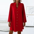thumbnail image 4 of Lmnyox Shirt Mini Dress for Women Long Sleeve Button Down Short Dress Lightweight Loose Casual Dress, 4 of 7