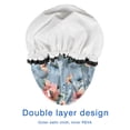 thumbnail image 4 of Shower Caps,Pioneer Flower Floral Print Pattern Waterproof Shower Cap for Women 4 Pieces,Double Reusable Hair Cover for Shower PEVA Elastic Stretch Hem, 4 of 7