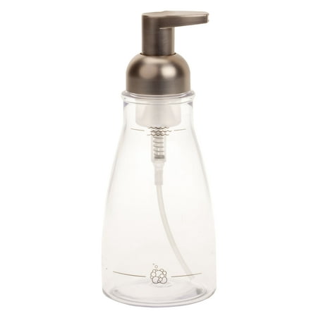 iDesign 50100 Basic Foaming Soap Dispenser, 14 oz Capacity, Plastic, Clear, Brushed Nickel