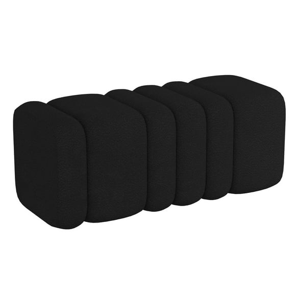 Contemporary Boucle Fabric Large Ottoman Bench - Black