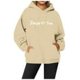 thumbnail image 4 of Bmisegm Women's Casual Hoodie Fashion Print Cute Pullover Sweatshirt with Pocket Hoodies for Women for Daily Wear in Fall Winter Beige XL, 4 of 5