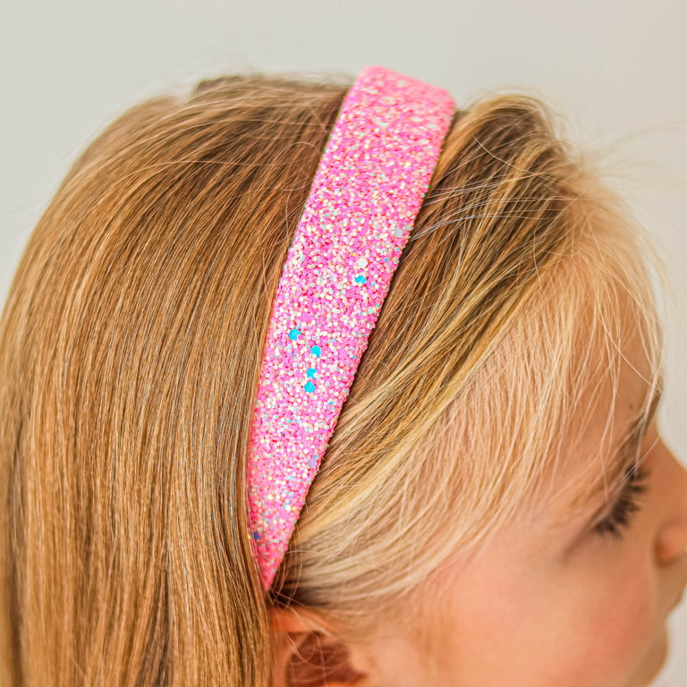 FROG SAC Glitter Headbands for Girls, Pink Headband for Little Girl Hair  Accessories, Sparkly Wide Hair Bands for Kids, Cute Fashion Alice Head Band  for Children, Thick Sparkle Bling Child Hairband 