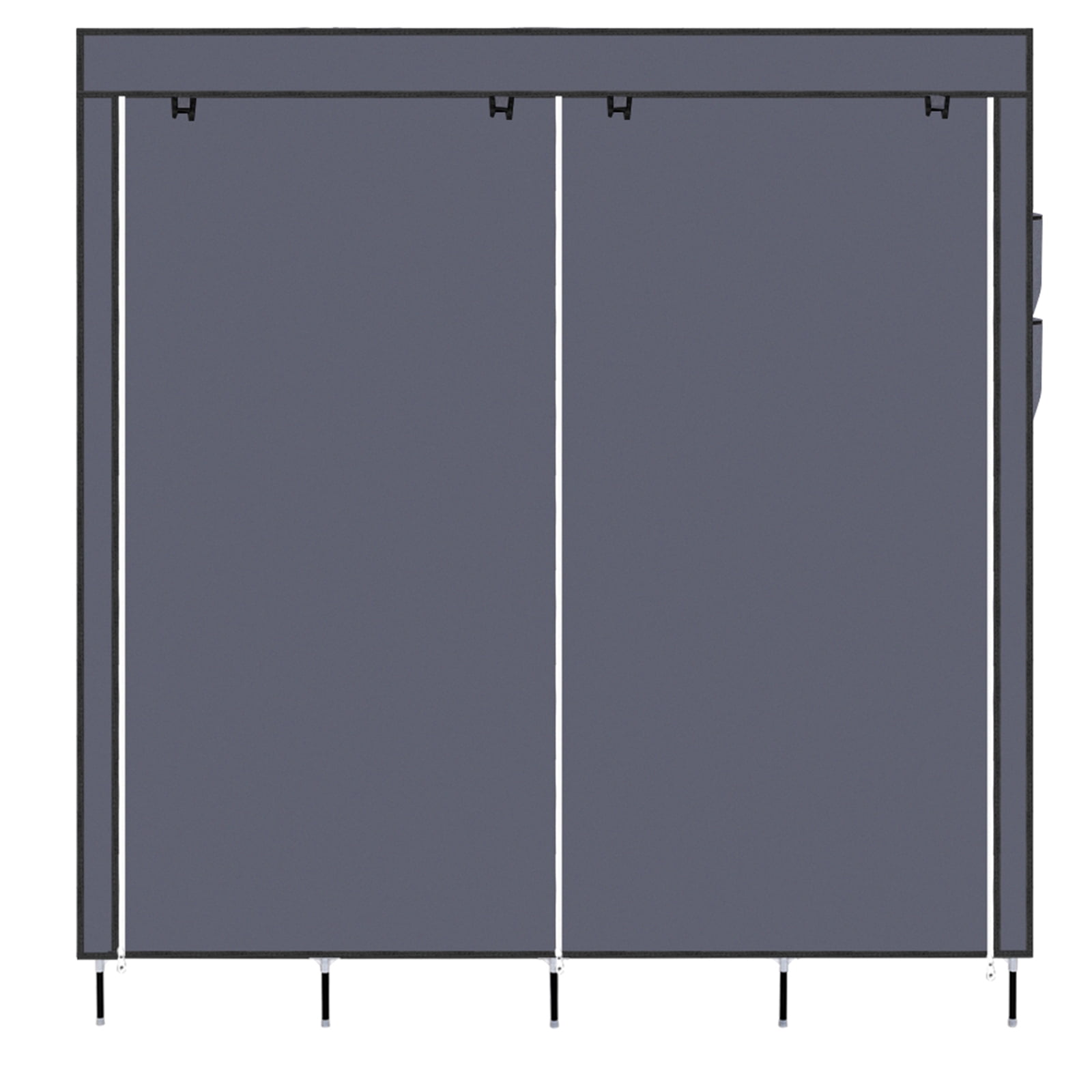 67" Clothes Closet Portable Wardrobe Clothes Storage Rack 12 Shelves 4 Side Pockets, Gray