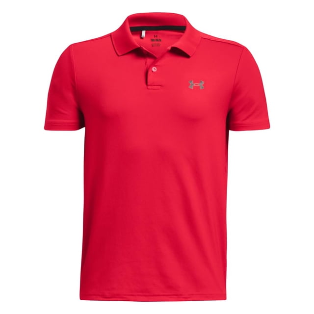 Polo Under Armour Performance para niños, color rojo/negro, talla M