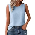 thumbnail image 4 of Sheghy Cotton Tank Top Women 100%Cotton Basic Crew Neck Tank, Solid Sleeveless All-Match Casual Top Light Blue S, 4 of 6