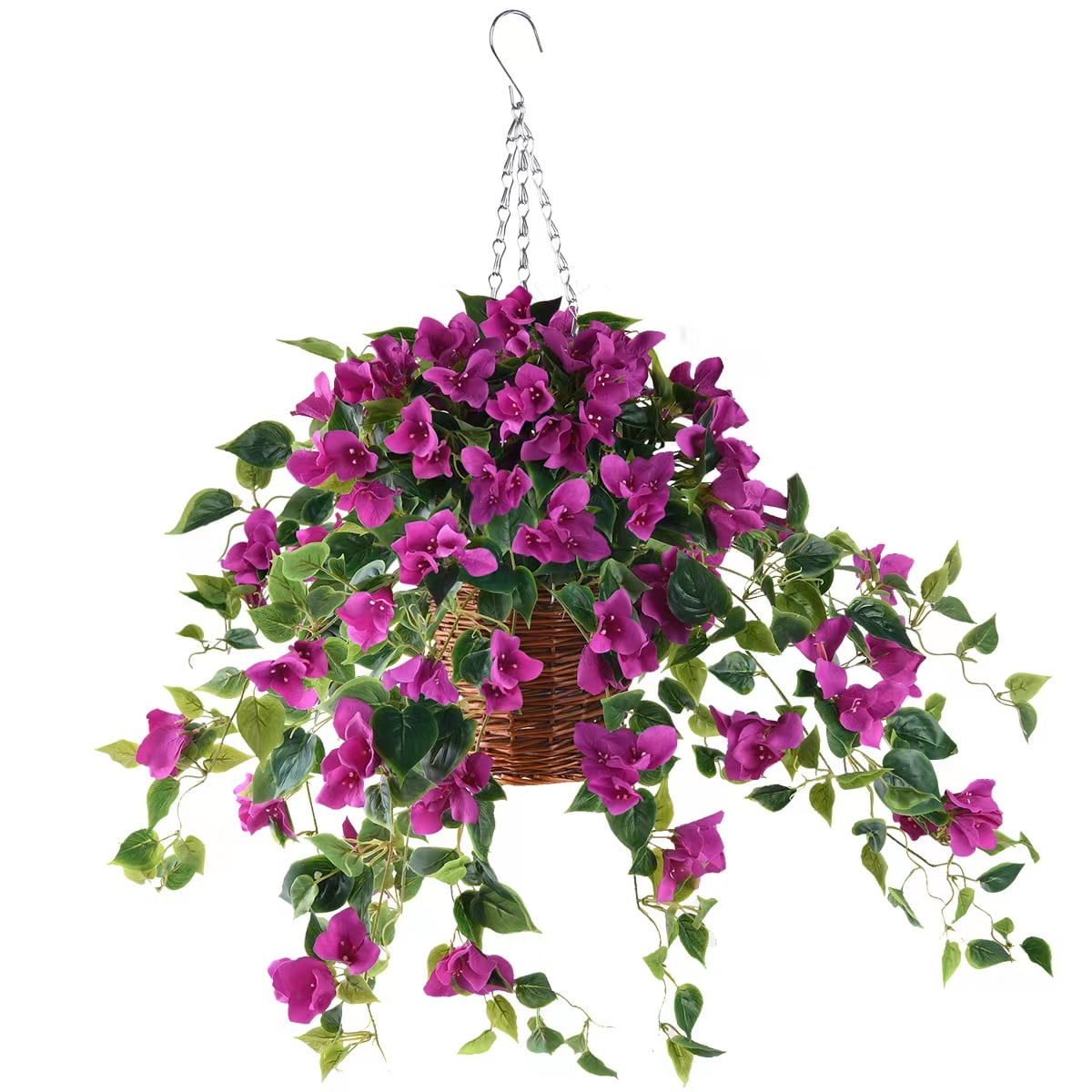 Artificial Flowers Hanging Basket with Bougainvillea Silk Vine Flowers