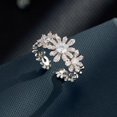thumbnail image 4 of Dainty Flower Ring for Women Sparkling Cubic Zirconia Daisy Open Statement Rings Pearl Chic Engagement Promise Ring Wrap Finger Band, 4 of 10