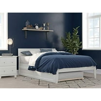 Full Size Bed with Trundle - Coastal Style Bedroom Furniture - White Finish