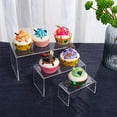 thumbnail image 4 of Huhudde Acrylic Display Risers Stand Set of 3 Medium Low Profile Tiered for Showcasing, 4 of 9