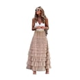 thumbnail image 6 of Womens Long Tulle Skirt A Line Ruffle Tiered Layered Skirts High Waisted Flowy Fairy Tutu Maxi Skirts, 6 of 8