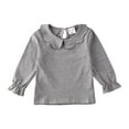 thumbnail image 2 of nvzhuang Toddler Baby Girls Casual Top, Kids Long Sleeve O-Neck Ruffle Solid Color Blouse, 2 of 8