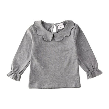 

Suanret Casual Toddler Kids Baby Girls Long Sleeve T-Shirt Ruffle Blouse Tops Pullovers Grey 2-3 Years