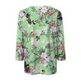 thumbnail image 4 of JULMCOMO Elbow Sleeve Womens Blouses Dressy Casual Summer Crew Neck T Shirts Trendy Dressy Floral Print Shirts Loose Fit Dressy Casual Graphic Tees Green 3XL, 4 of 5