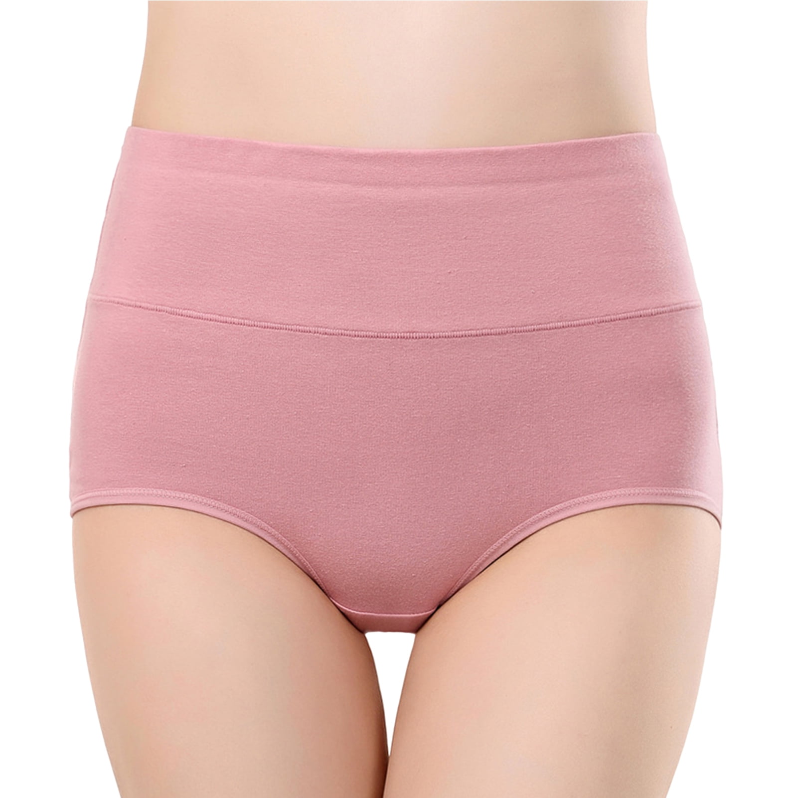 huanledash Women Underpants Bouncy High Waist Solid Color Soft Tummy