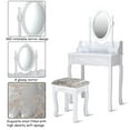 thumbnail image 5 of Giantex Vanity Table Set with Oval Mirror and 4 Drawers, Makeup Dressing Table with Cushioned Stool, Wooden Makeup Table for Bedroom Bathroom Girls Women, White, 5 of 10