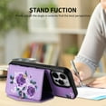 thumbnail image 6 of TECH CIRCLE Wallet Case for iPhone 13 Pro ,PU Leather Flip Protective Stand Flowers Floral Women Girls Case Card Holder Wristlet Mirror Shoulder Purse Case for iPhone 13 Pro 6.1" 2021,Purple, 6 of 10