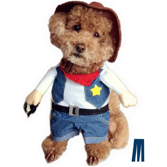 Pet Dog Cat Halloween Costumes,The Cowboy for Party Christmas Special Events Costume,West Cowboy Uniform with Hat,Funny Pet Cowboy Outfit Clothing for Dog cat(L) Blue