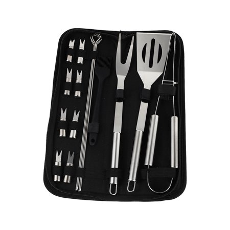 16Pcs Practical Outdoor Grilling Supplies Stainless Steel BBQ Tools Kit (Assorted Color)