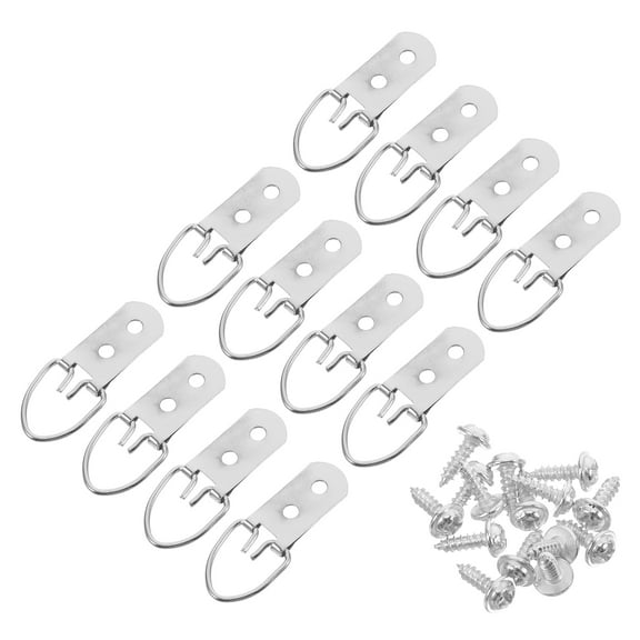 Milisten 12Pcs Silver Metal D-Ring Picture Frame Hooks for Sturdy Artwork Hanging