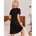 thumbnail image 3 of Ekouaer Womens Nightgown Short Sleeves Sleepwear V Neck Nightgowns for Women Petal Sleeves Houses Dress Sleepshirt, 3 of 6