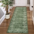 thumbnail image 2 of Modern Floral Runner Rug - 2x6ft Green, Machine Washable, Mark Resistant, Non-Slip, Low Pile, Easy Care Soft Carpet for Hallway, Bedroom, Kitchen, Living Room, USA Storage, 2 of 8