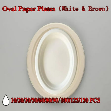 Oval Paper Plates Brown 12 Inch Large Paper Plates Eco Friendly Disposable Plates Paper Plates Heavy Duty Paper Dinner Plates Paper Plates Bulk
