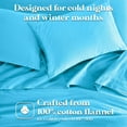 thumbnail image 3 of Superior Solid Flannel Cotton Pillowcases, Set of 2, Standard, Blue, 3 of 6