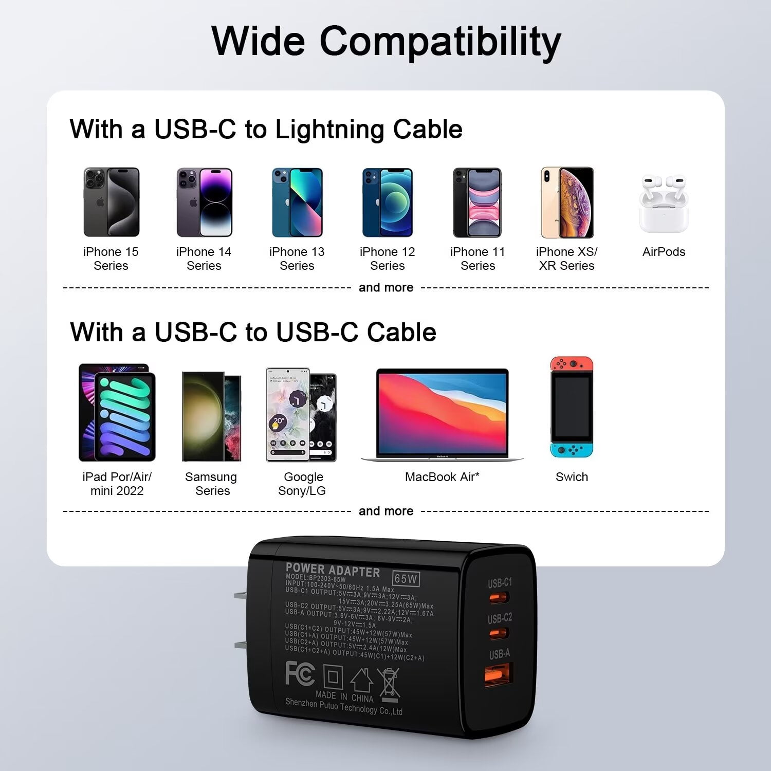 USB C Charger,AILKIN 2PACK 65W PD USB C Charger Block Power Adapter Type C Charger USB C Block Plug for Phone 15 Charger Block Usb C,Black