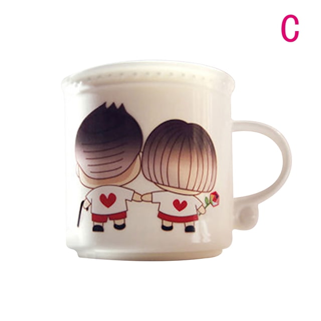 TIMIFIS Valentines Day Decor Creative Style Hot Color Changing Cup Romantic Couple Water Cup Gift Mark Coffee
