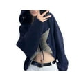 thumbnail image 2 of Gureui Women's Fashion Cropped Sweater Cardigan Stars Pattern Long Sleeve Contrast Color Zipper-Up Knit Hoodie Open Front Pullover Tops Streetwear, 2 of 4