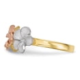 thumbnail image 2 of 14K Rhodium Plated Yellow Gold w/White Rhodium Satin D/C 3-Plumerias Ring Size 7, 2 of 6