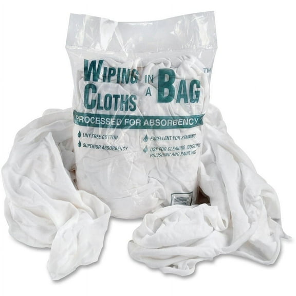 Bag A Rags Office Snax Cotton Wiping Cloths - Wipe - 1 / Bag - White, Blue | Bundle of 2 Bags