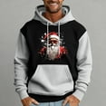 thumbnail image 4 of Men's Pullover Hoodie with Santa Claus Graphic Print Drawstring Hood Long Sleeve Kangaroo Pocket Casual Fit Sweatshirt Light Gray 3XL, 4 of 5