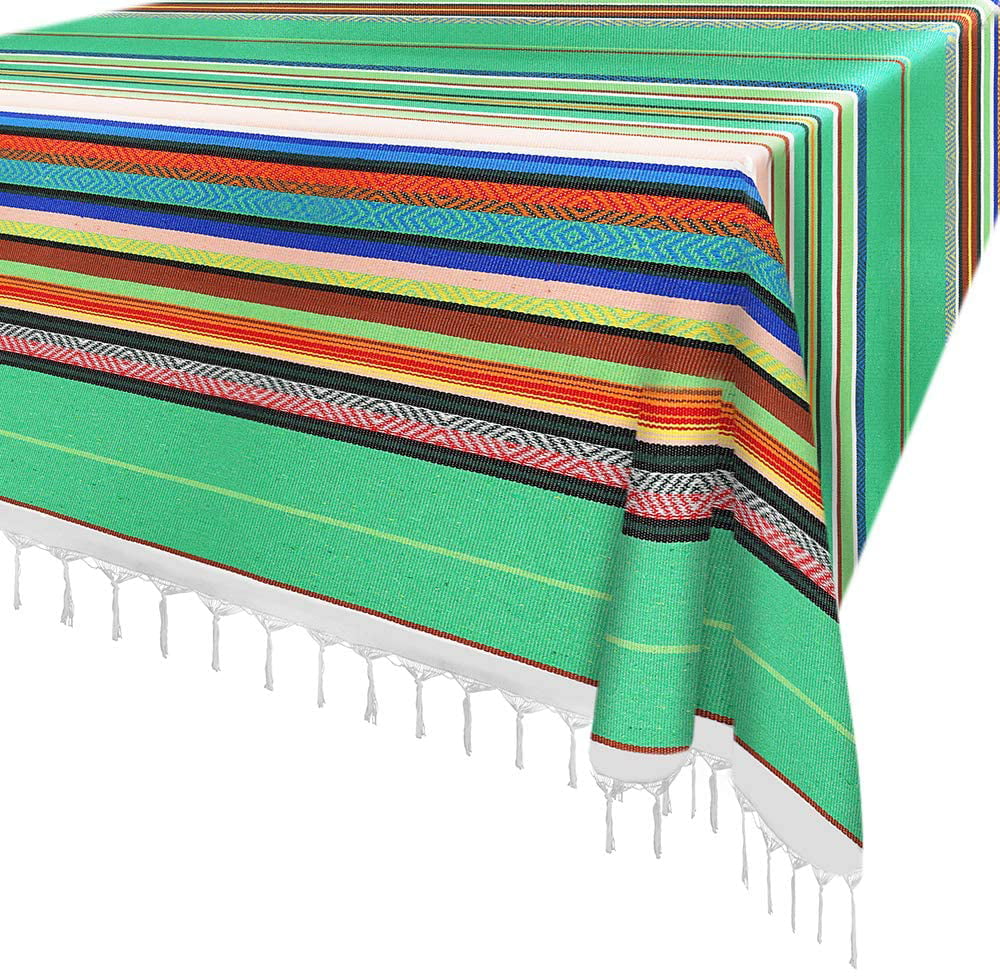 Vivid Classic Serape Stripe 59 x 70 Inch Mexican Woven Serape Blanket w/ Bright 
