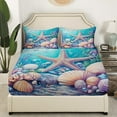 thumbnail image 3 of Erosebridal Sea Starfish Sheet Set Twin, Seashell Print Bedding Sets Twin Size, Sequin Print Decor 3pcs, 3 of 7