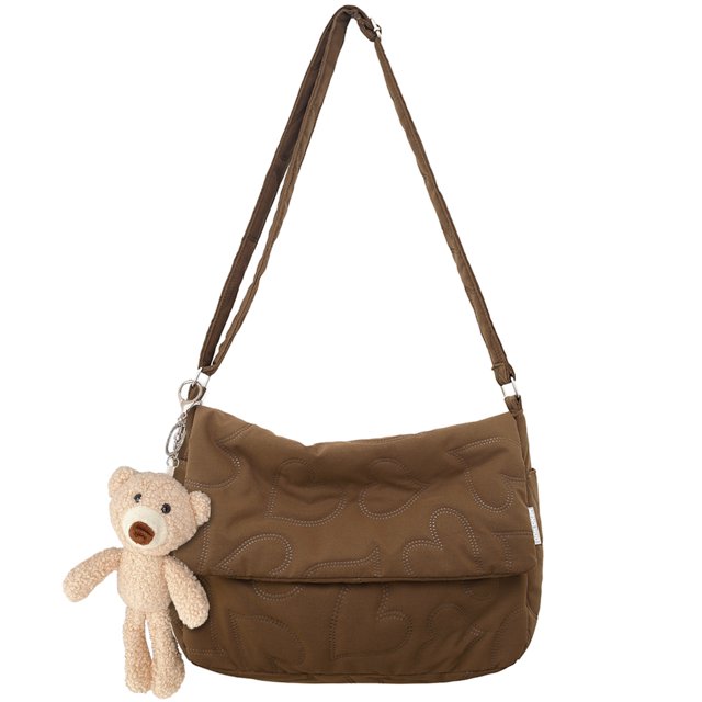 Bolsa Bolso de mano informal para mujer, Bolso de viaje con diseño de tapa y colgante de oso, Bolso diario para mujer