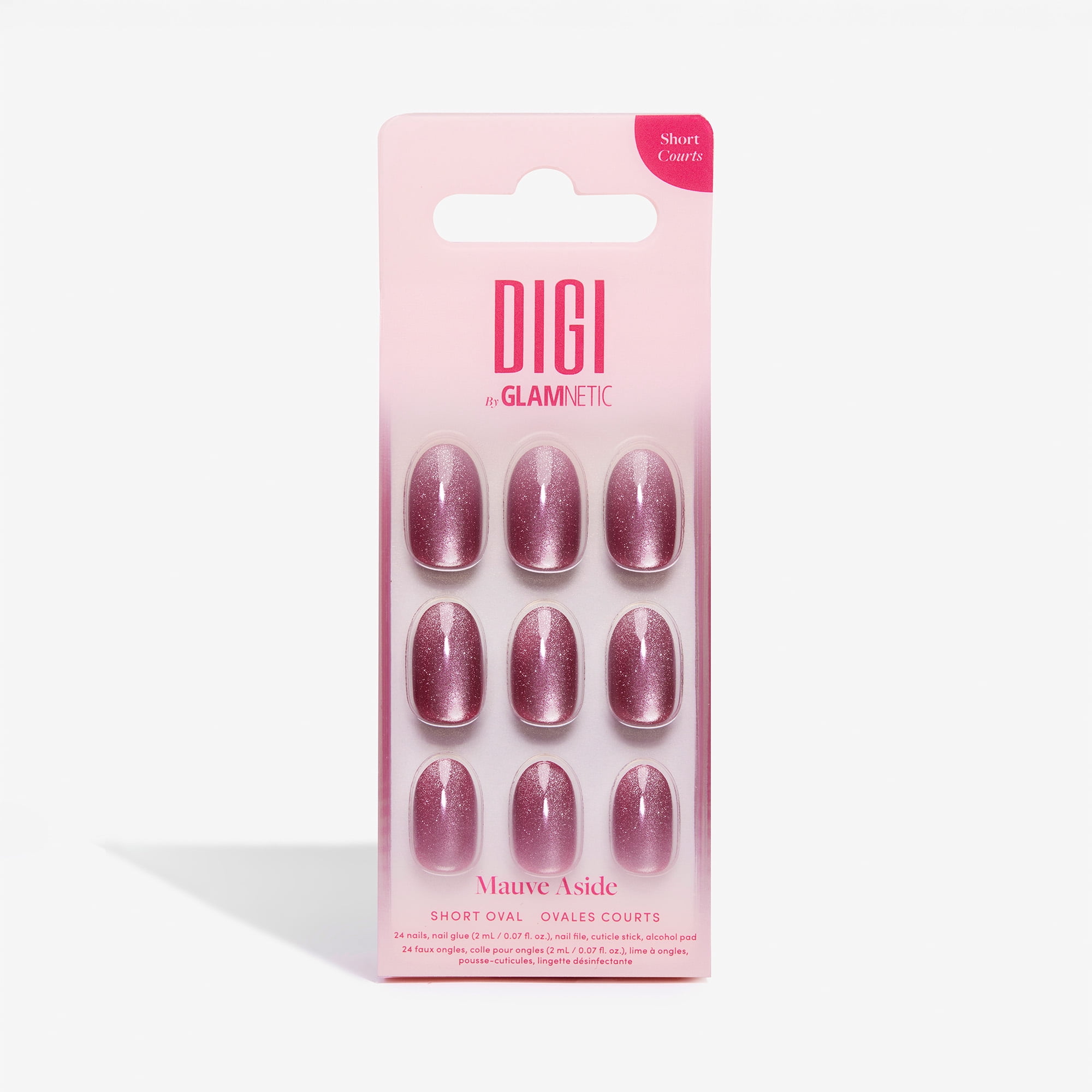 DIGI by Glamnetic Short Oval Artificial Press-on Nails, Mauve Aside, 24 Pieces