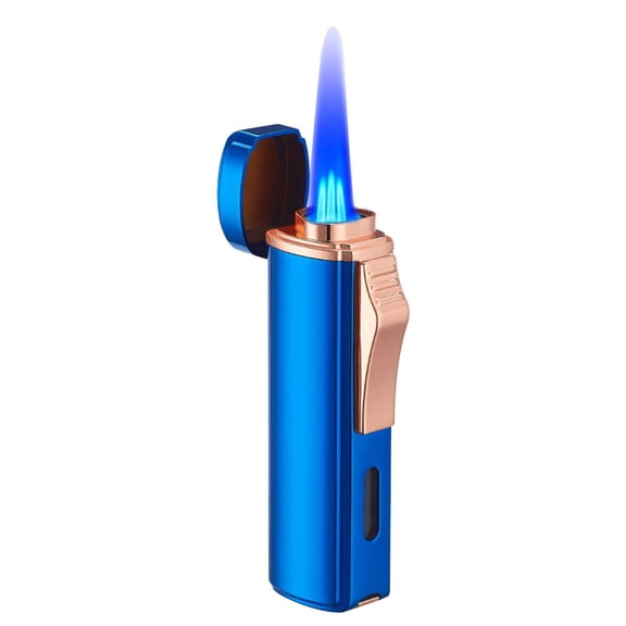 Deeceymbur Triple Jet Flame Butane Torch Lighter Windproof Refillable Lighter for Cigar Smoking Outdoor Use Rotating Gear Design
