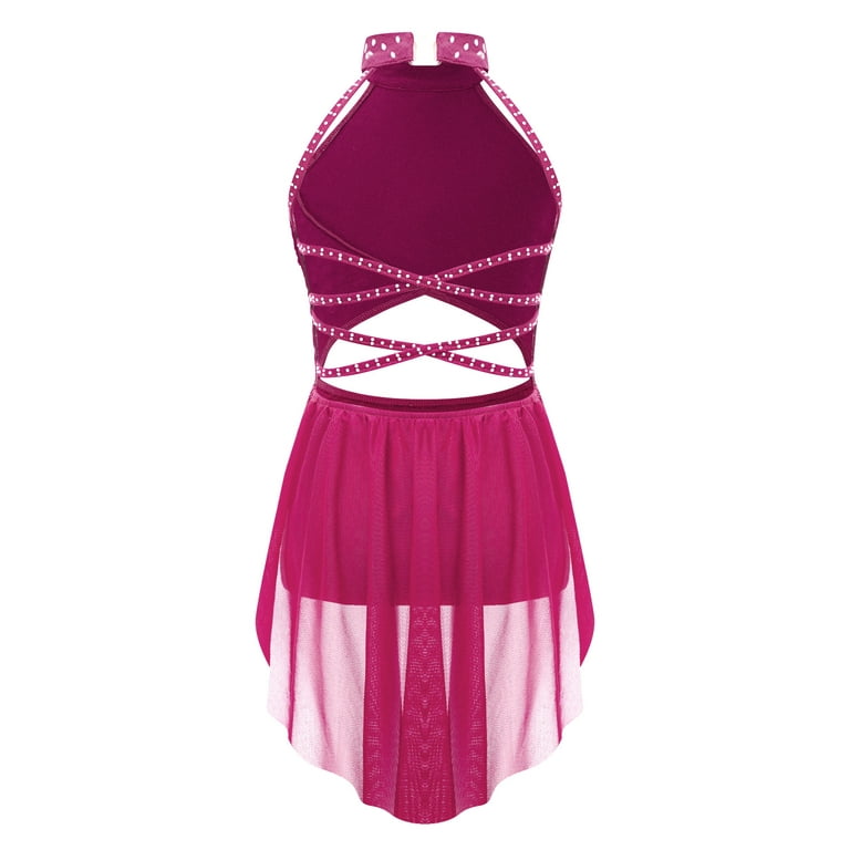 iiniim Girl's Lyrical Dance Dress Ballet Gymnastics Skirted Leotard Latin  Jazz Modern Dancwear Hot Pink 14 - Walmart.com