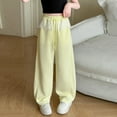 thumbnail image 2 of lnmuld Snow Pants Girls Solid Color Casual Sweatpants Elastic Drawstring Joggers Straight Leg Pants with Pockets for Everyday Wear Size:6-7 Years, 2 of 9